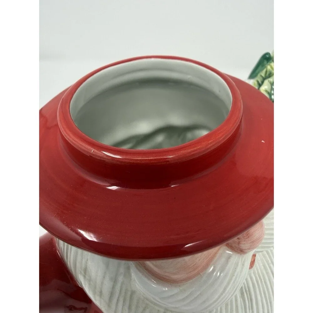 Fitz and Floyd Snack Therapy Santa Cocoa Pot, Ceramic Holly, Boxed